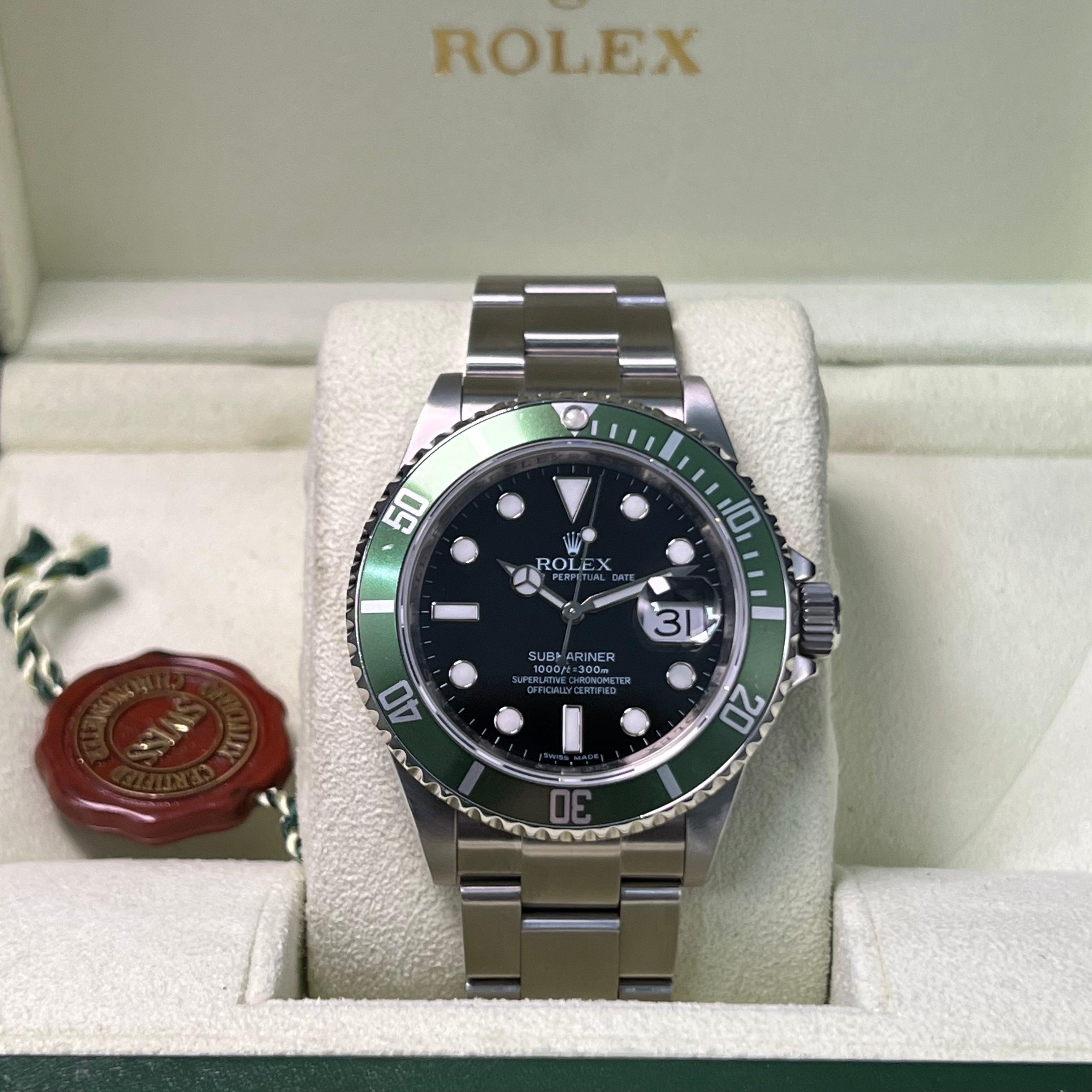 Rolex green anniversary submariner hot sale