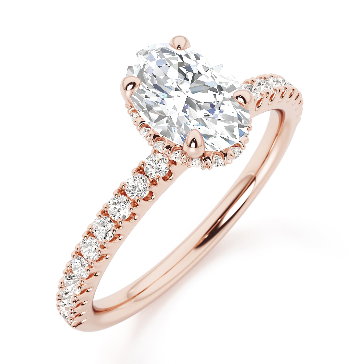 Oval Hidden Halo with Diamond Set Band