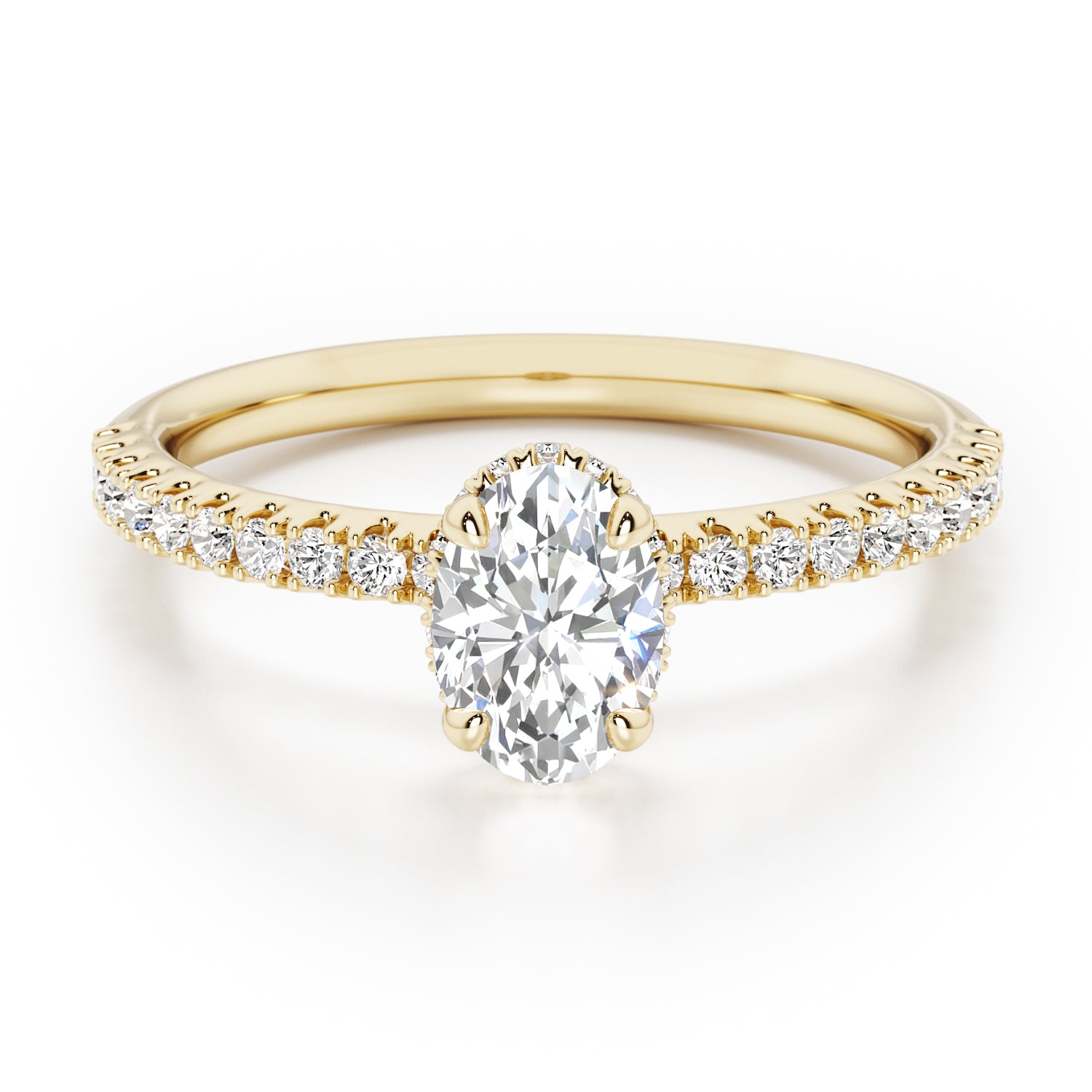 Oval Hidden Halo with Diamond Set Band