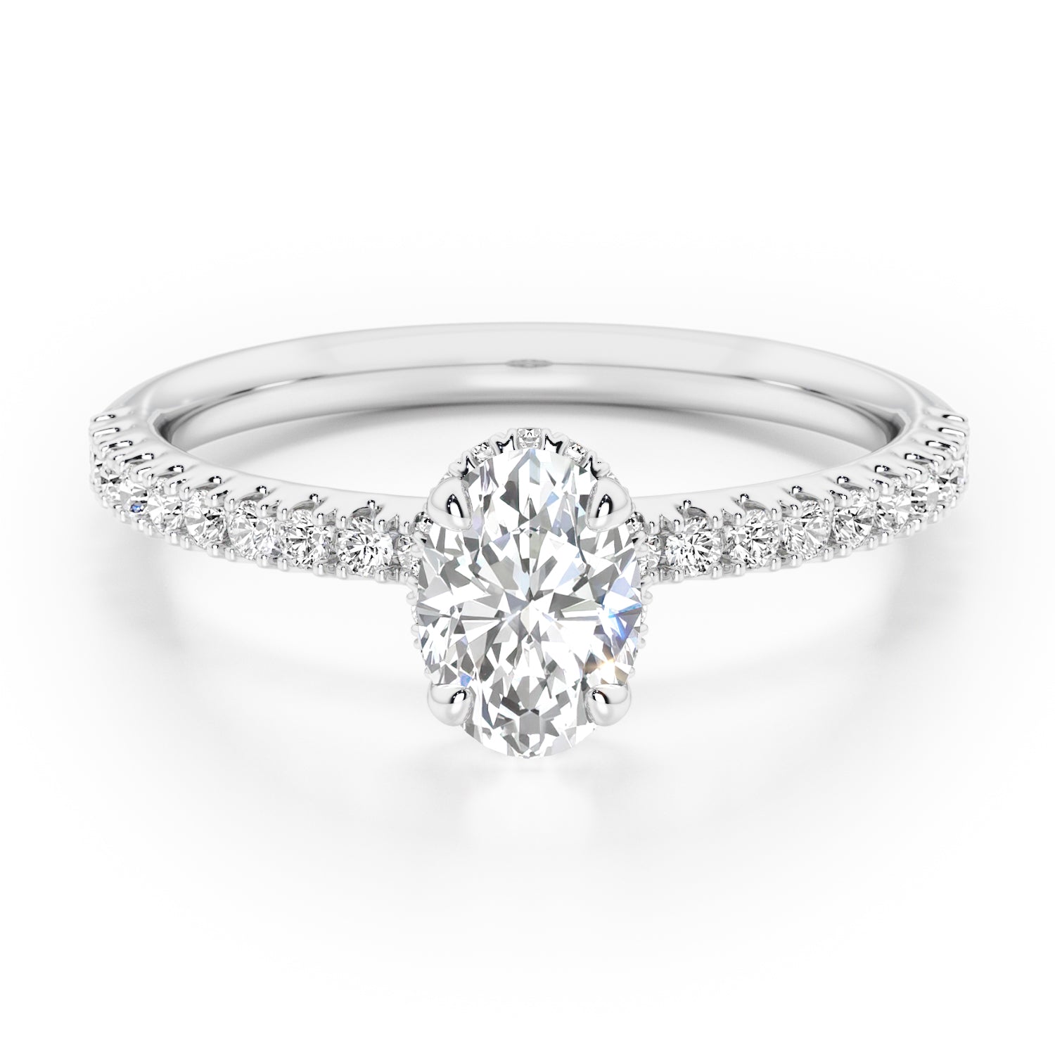 Oval Hidden Halo with Diamond Set Band