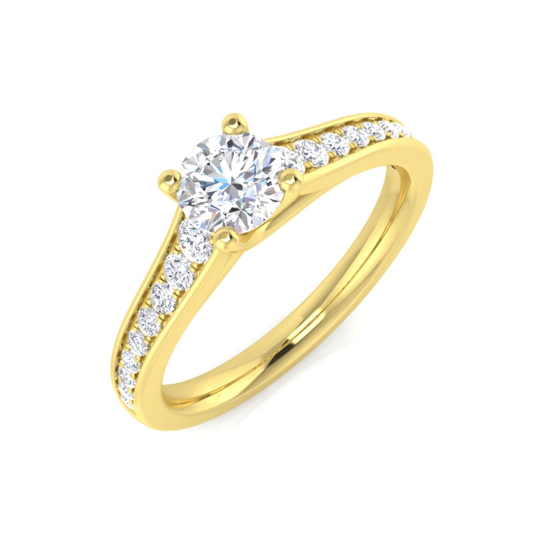 Round Solitaire Engagement Ring with Diamond Set Shoulders