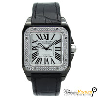 Cartier Santos 100 Midi 2878 (Custom PVD Case & Diamond Bezel)
