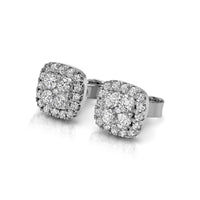 4 Stone Diamond Halo Stud Earrings