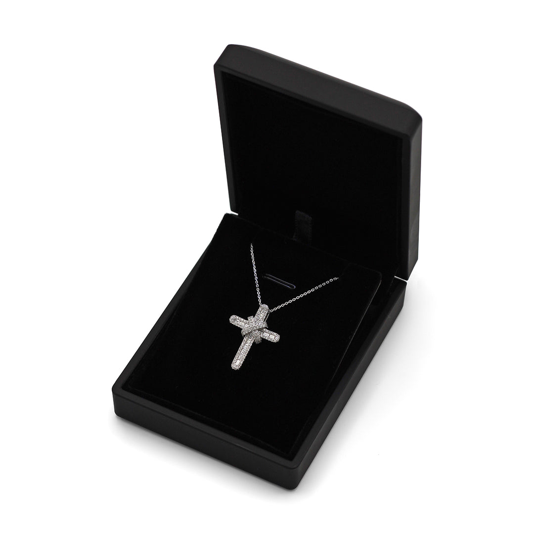 Baguette Diamond Cross Pendant - Small - 0.52ct - White Gold