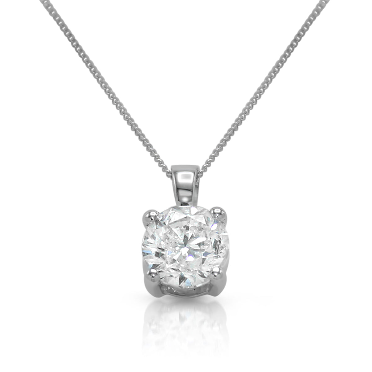 Single Round Brilliant Pendant - 1.50ct - White Gold