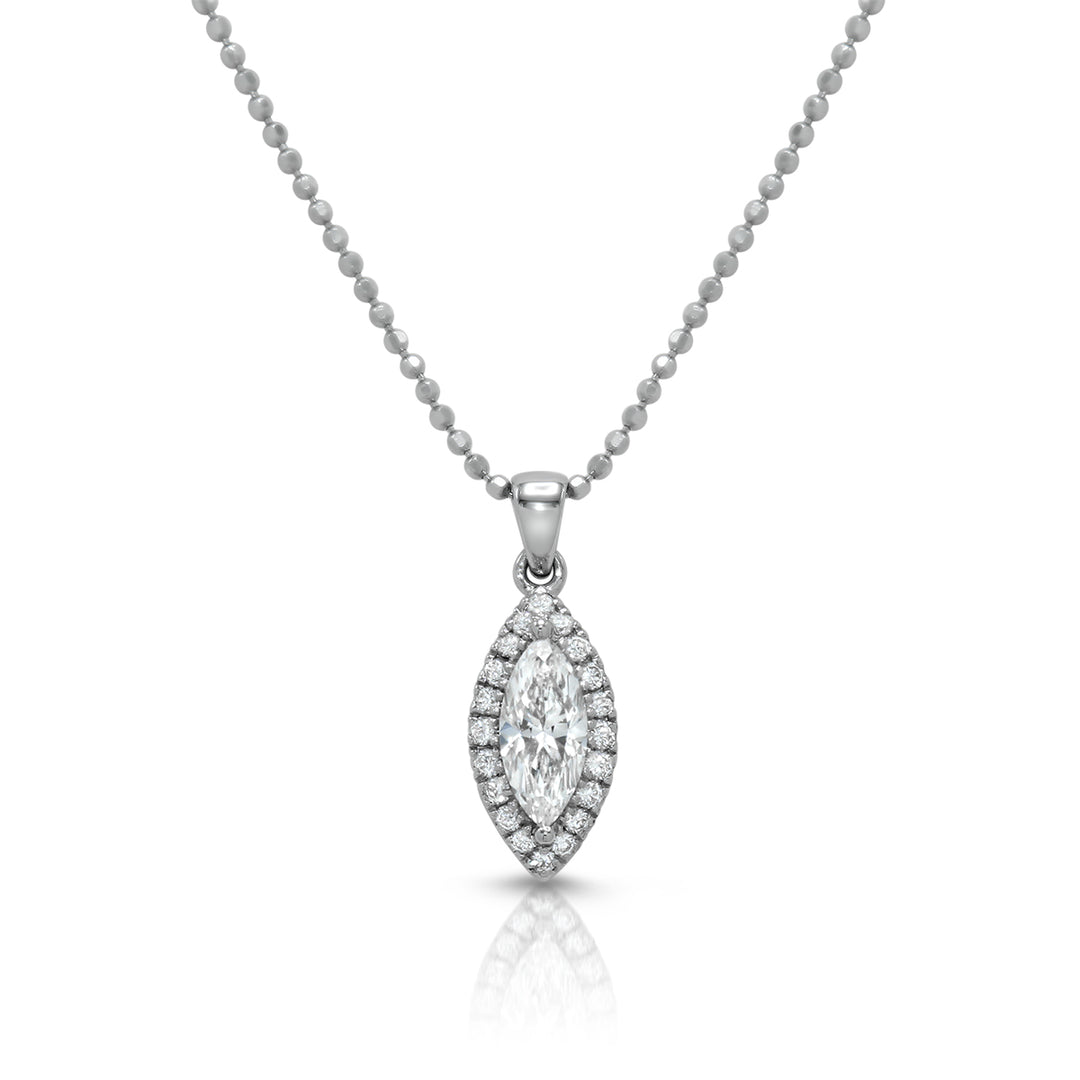 Marquise Diamond Pendant - 0.7ct - White Gold