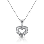 Load image into Gallery viewer, Baguette Heart Pendant - 0.48ct - White Gold
