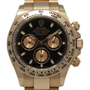 Rolex Cosmograph Daytona 116505 with a sleek black dial and rose gold case, featuring chronograph subdials