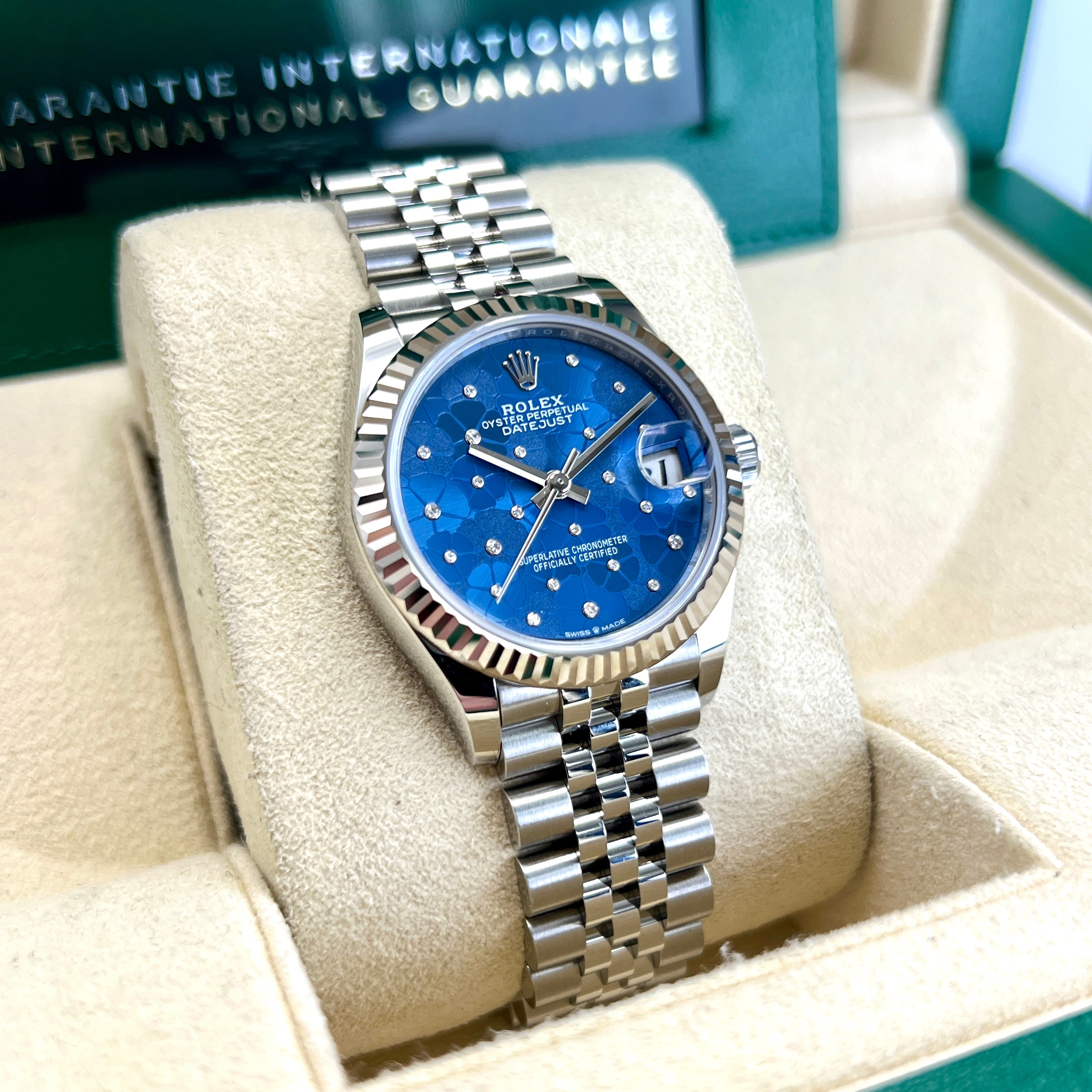 Datejust 31mm Midi 278274 (Blue Floral Motif Scattered Diamond Dial) Chronofinder Ltd