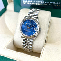 Datejust 31mm Midi 278274 (Blue Floral Motif Scattered Diamond Dial) Chronofinder Ltd