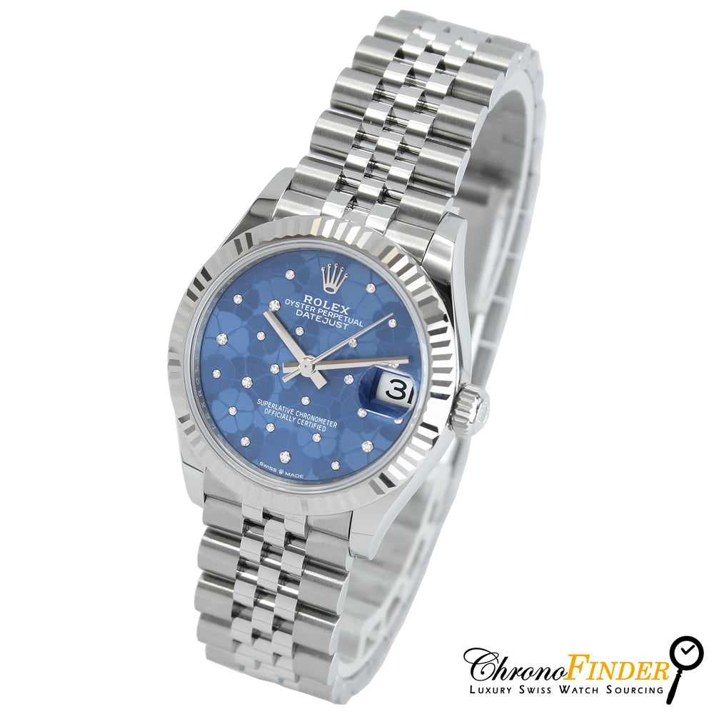 Datejust 31mm Midi 278274 (Blue Floral Motif Scattered Diamond Dial)