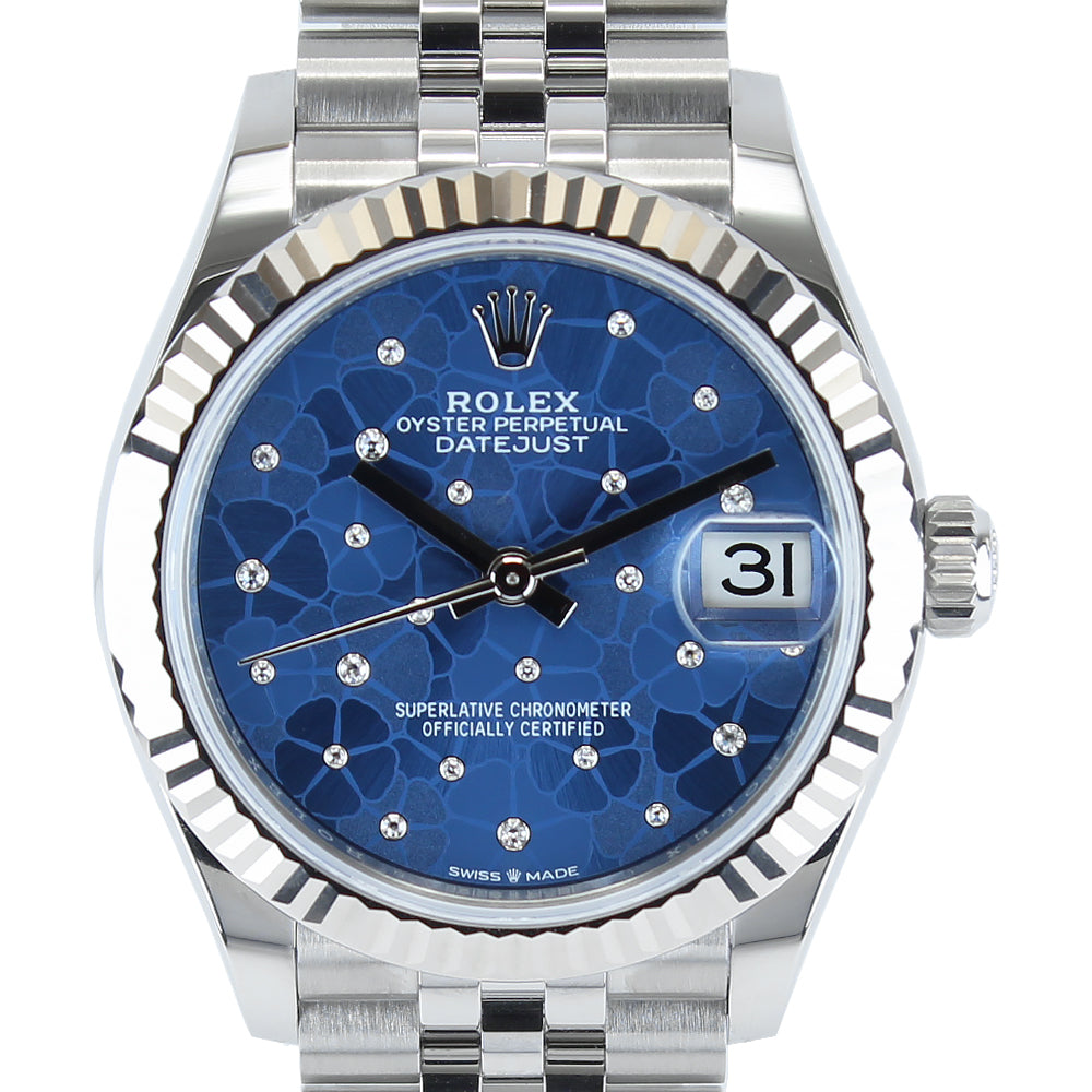 Datejust 31mm Midi 278274 (Blue Floral Motif Scattered Diamond Dial) Chronofinder Ltd