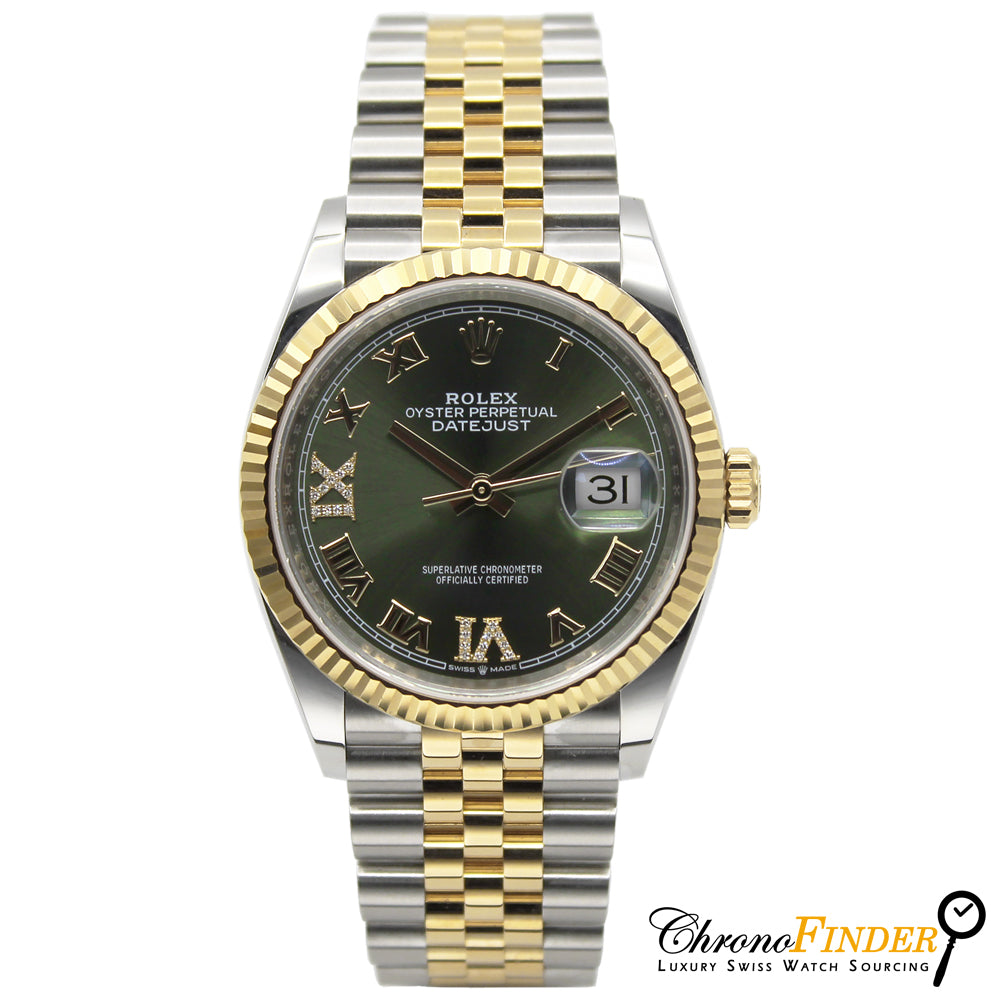 Datejust 36 126233 (Olive Green Diamond 6 & 9-Jubilee) Chronofinder Ltd