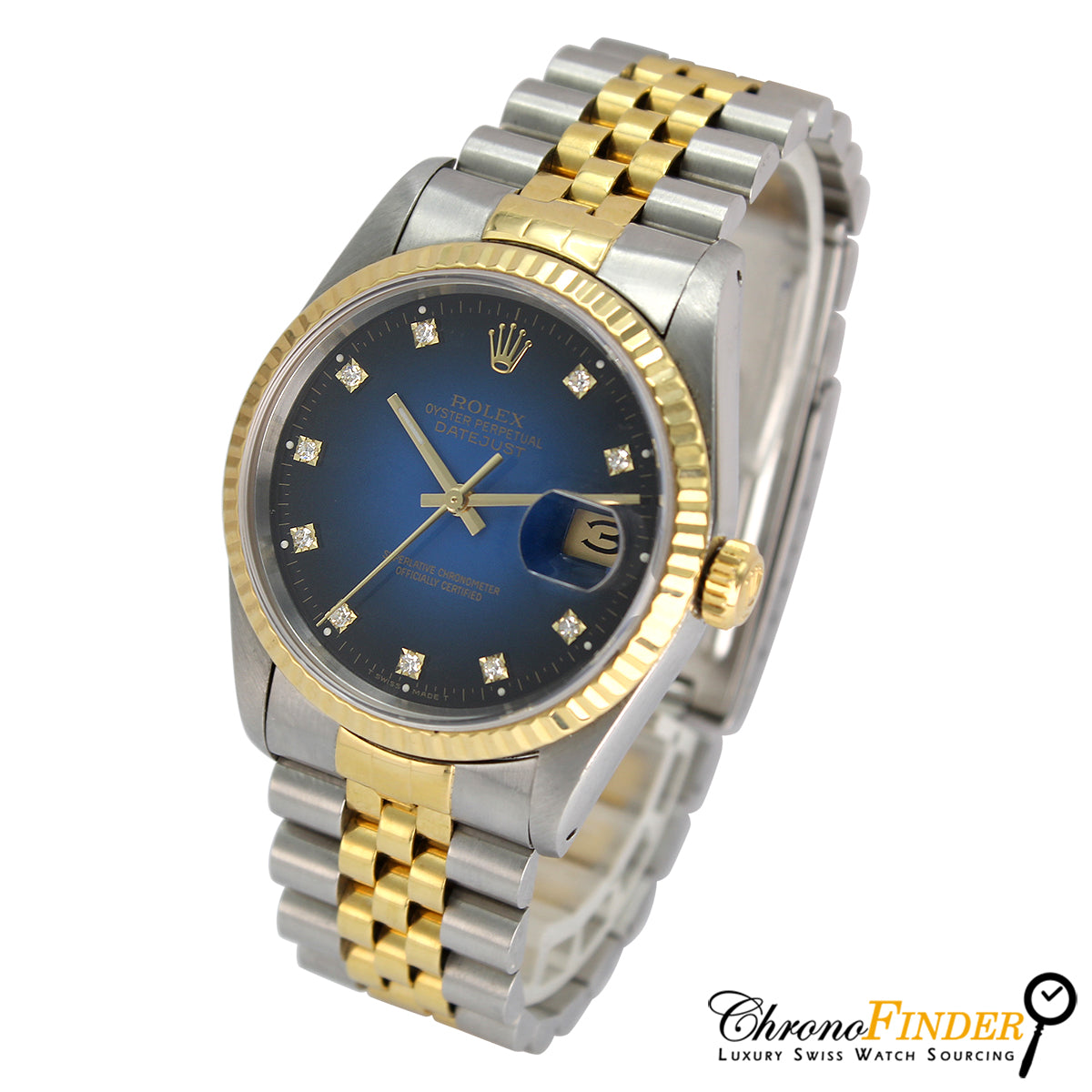 Datejust 36 16233 (Blue Vignette Diamond Dial) Chronofinder Ltd