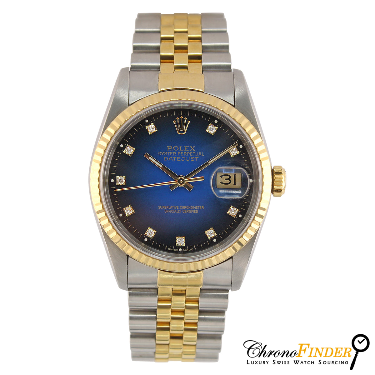 Datejust 36 16233 (Blue Vignette Diamond Dial) Chronofinder Ltd