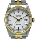 Rolex Datejust 36mm model 16233 with a white baton dial, stainless steel and gold case