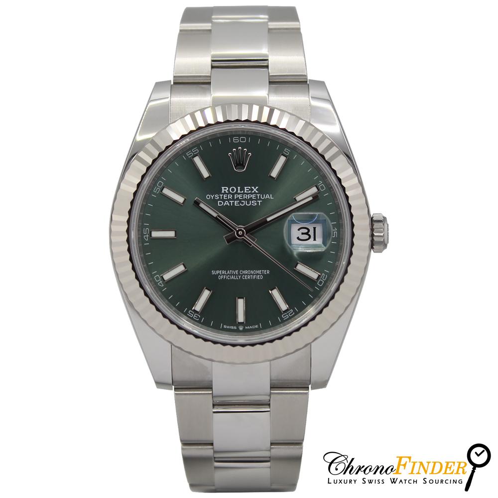 Datejust 41 126334 (Mint Green Baton Dial-Oyster) Chronofinder Ltd