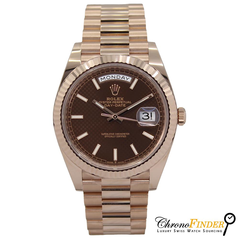 Rolex Day-Date 40mm 228235 with chocolate motif dial