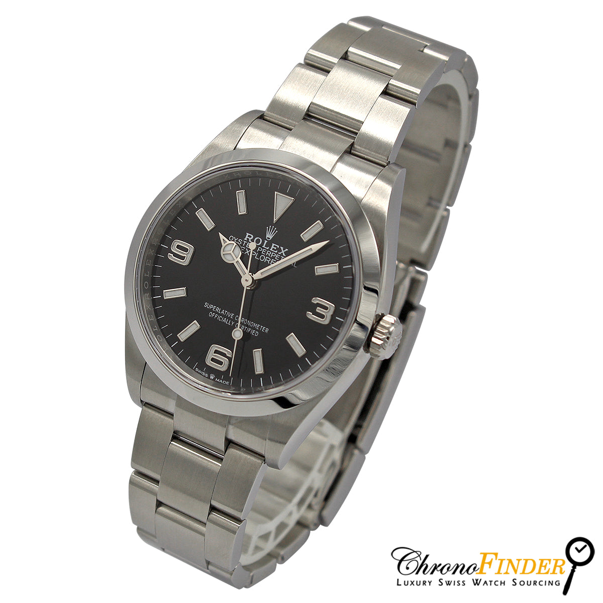 Rolex Explorer 36mm 124270 Side View of Steel Case and Bracelet