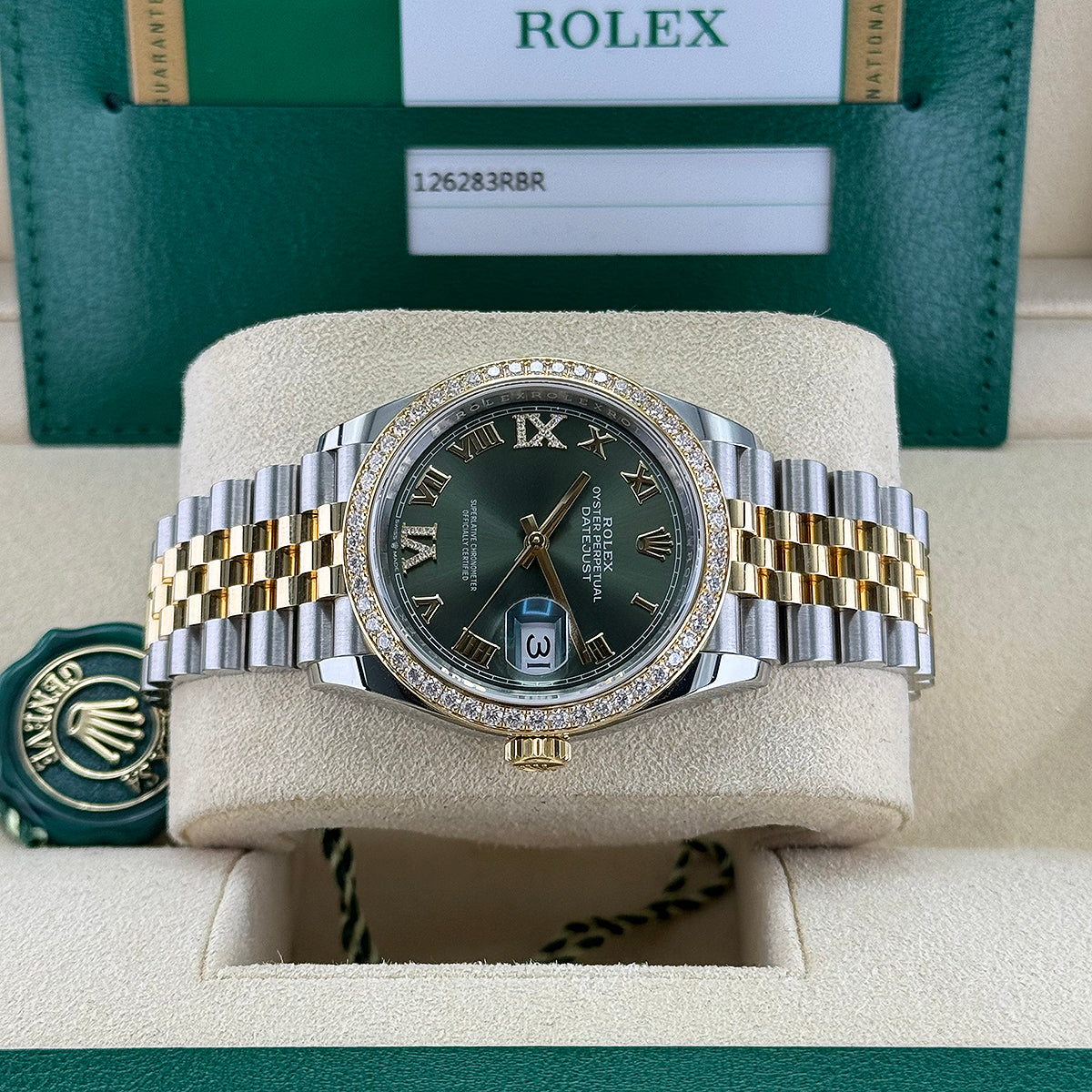 Datejust 36 126283RBR (Olive Green Roman Dial)