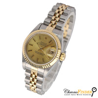 Rolex Lady-Datejust 26mm 69173 Close-up of Champagne Baton Dial and Stainless Steel Bracelet