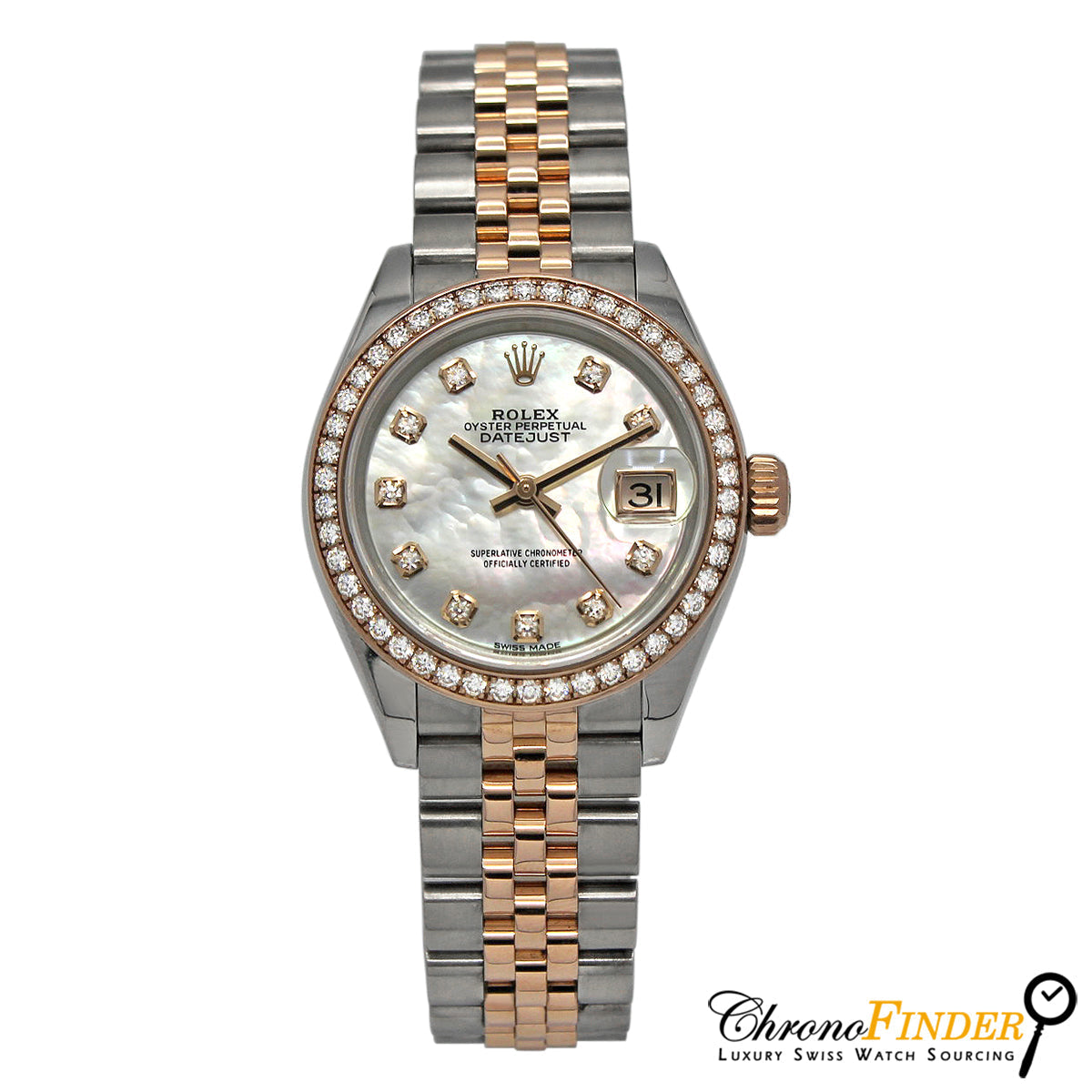 Lady-Datejust 279381RBR (Mother Of Pearl Diamond Dial) Chronofinder Ltd