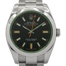 Rolex Milgauss 116400GV  featuring a stainless steel case and luminescent hour markers