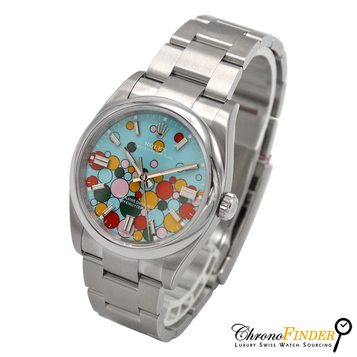 Rolex Oyster Perpetual 36mm model 126000 colorful Celebration dial