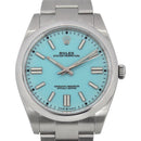 Rolex Oyster Perpetual 41mm model 124300 striking turquoise dial and stainless steel case