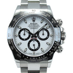 Rolex Cosmograph Daytona 116500LN with white panda dial, ceramic bezel, and stainless steel case