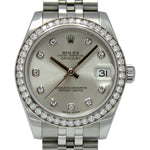 Rolex Datejust 31mm 178384 with Silver Diamond Dial and Factory Diamond Bezel