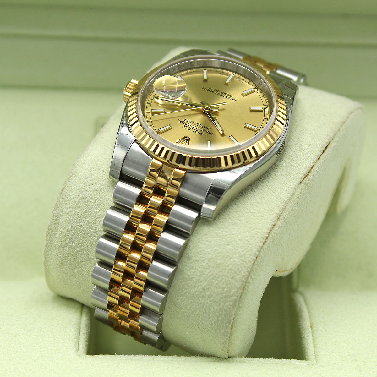 Datejust 36 116233 NOS Unworn Stickers (Champagne Baton Dial)