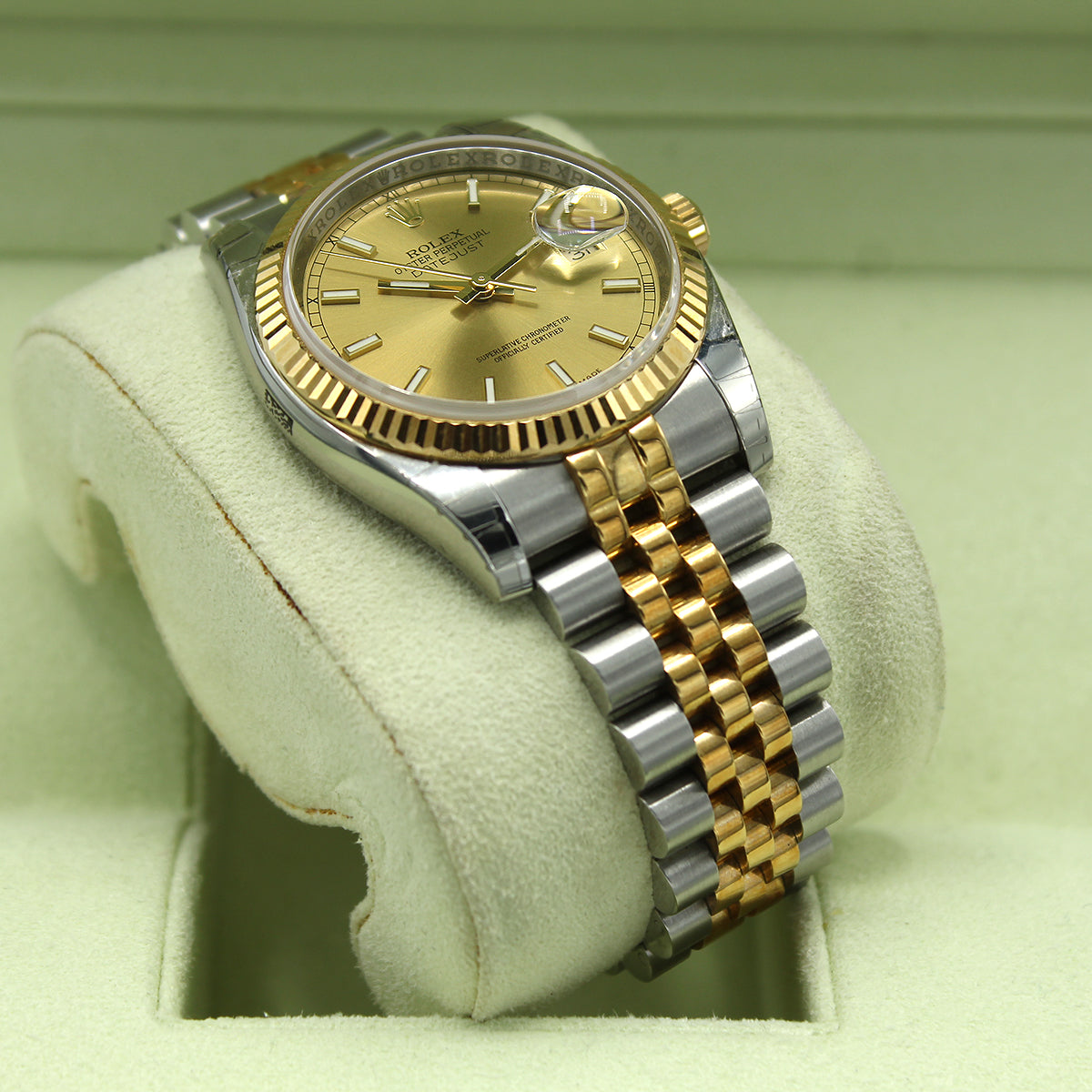 Datejust 36 116233 NOS Unworn Stickers (Champagne Baton Dial)