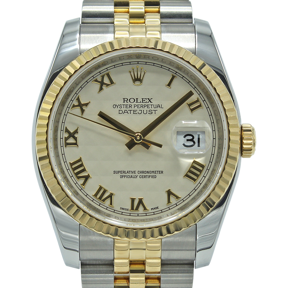 Datejust 36 116233 (Ivory Pyramid Roman Numeral Dial)