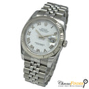 Rolex Datejust 36mm 116234 Close-up of White Roman Numeral Dial and Jubilee Bracelet