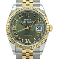 Datejust 36 126233 (Olive Green Roman Numeral Diamond 6 & 9) Jubilee Bracelet