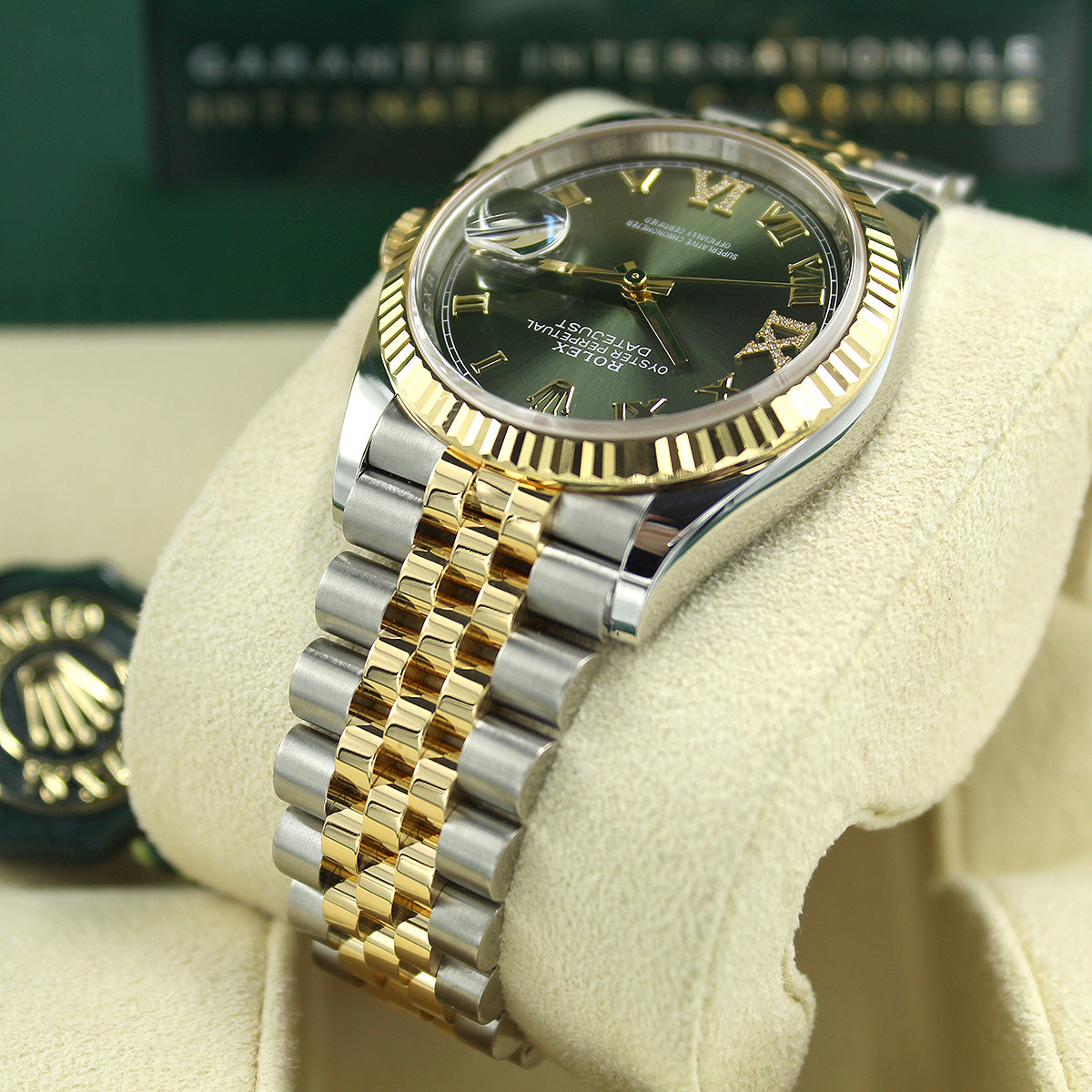 Datejust 36 126233 (Olive Green Roman Numeral Diamond 6 & 9) Jubilee Bracelet