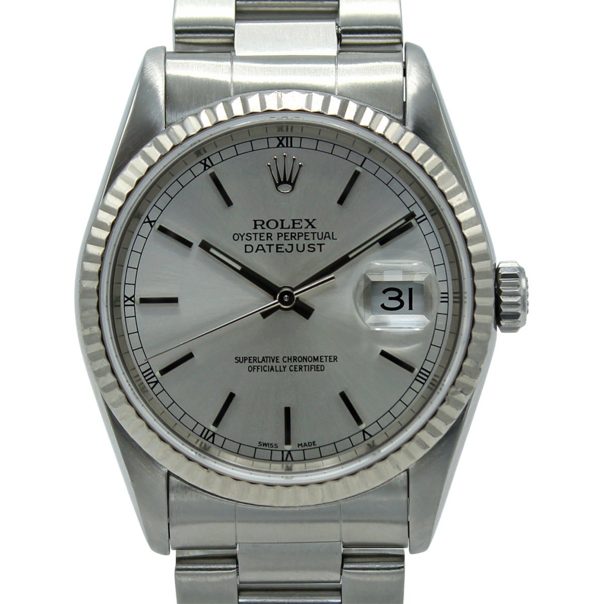 Datejust 36 16234 (Silver Baton Dial) Oyster Bracelet