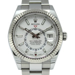 Rolex Sky-Dweller 326934 with white dial, featuring an Oyster bracelet and stainless steel case