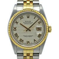 Rolex Datejust 36mm model 16233 featuring an ivory pyramid dial