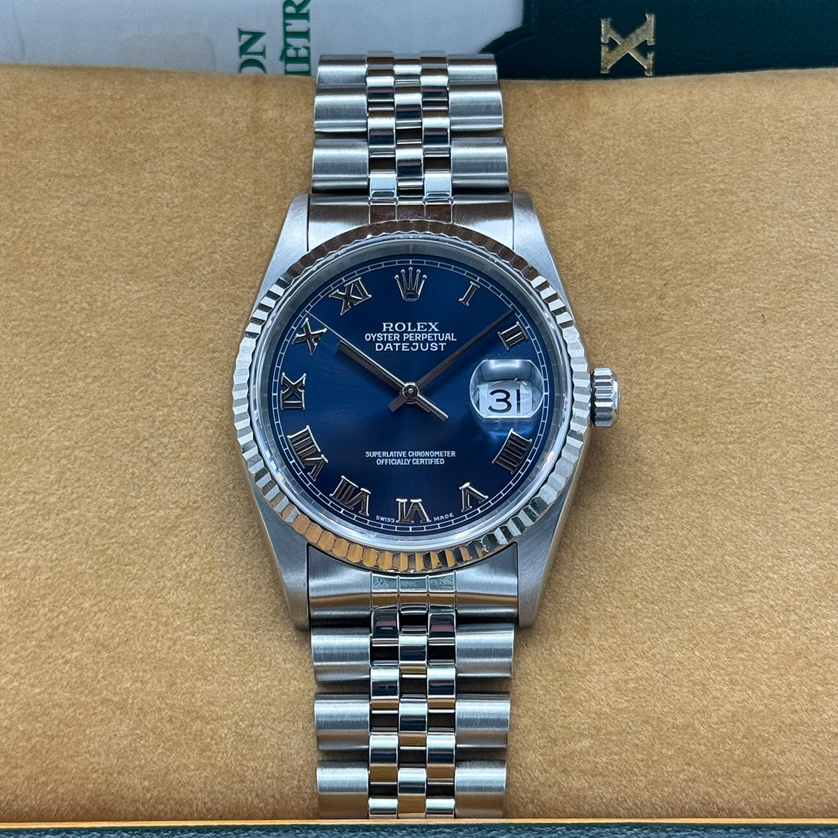 Rolex Datejust 36mm 16234 Navy Blue Roman Numeral Dial Chronofinder Chronofinder Ltd