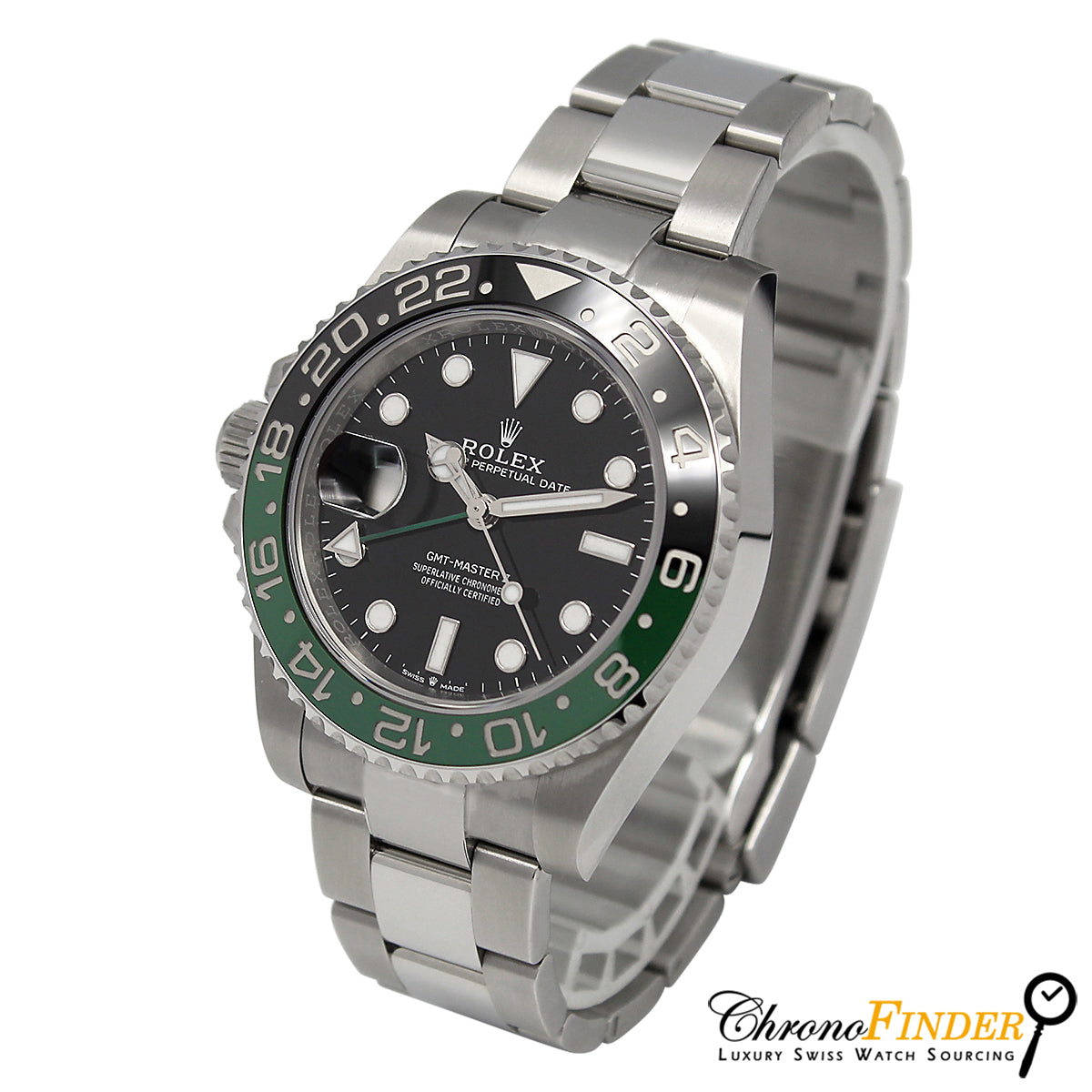 Side view of Rolex GMT-Master II 126720 VTNR Sprite with green and black bezel