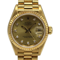 Rolex Lady-Datejust 26mm 69178 with Champagne Diamond Dial and Presidential Bracelet