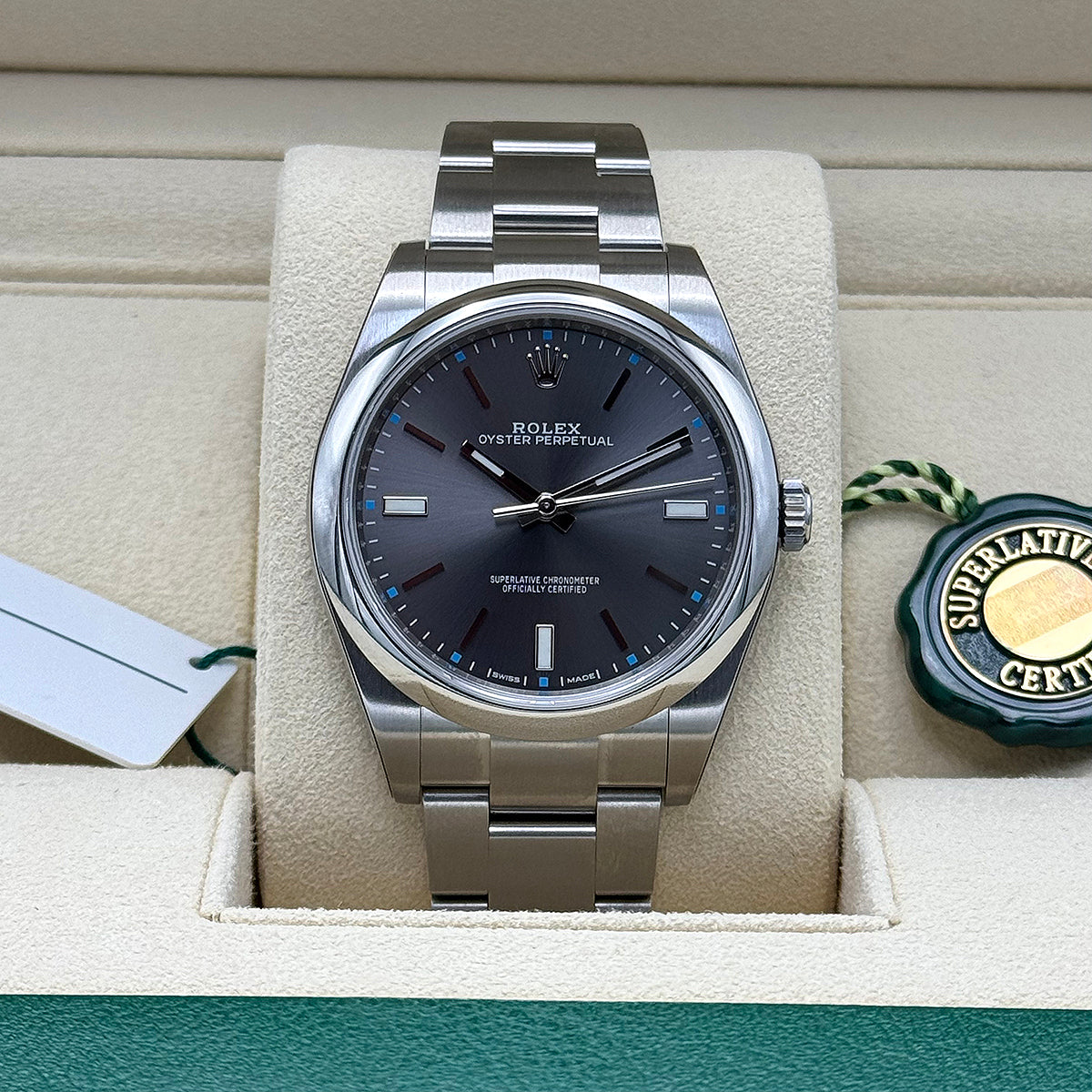 Oyster Perpetual 39 114300 Rhodium Grey Dial