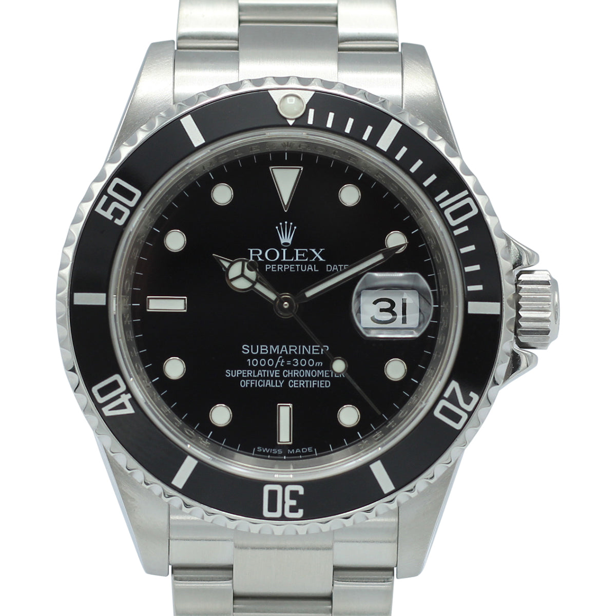 Rolex Submariner Date 16610 with Black Dial and Engraved Rehaut