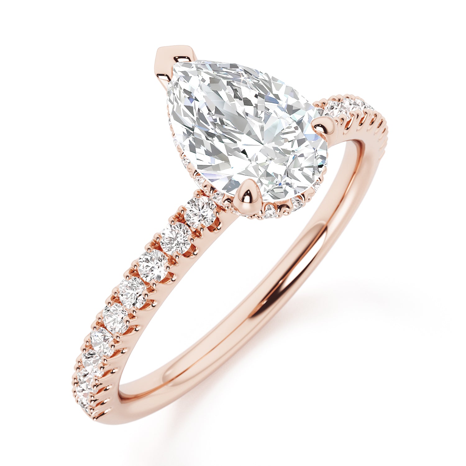 Pear Hidden Halo with Diamond Set Band