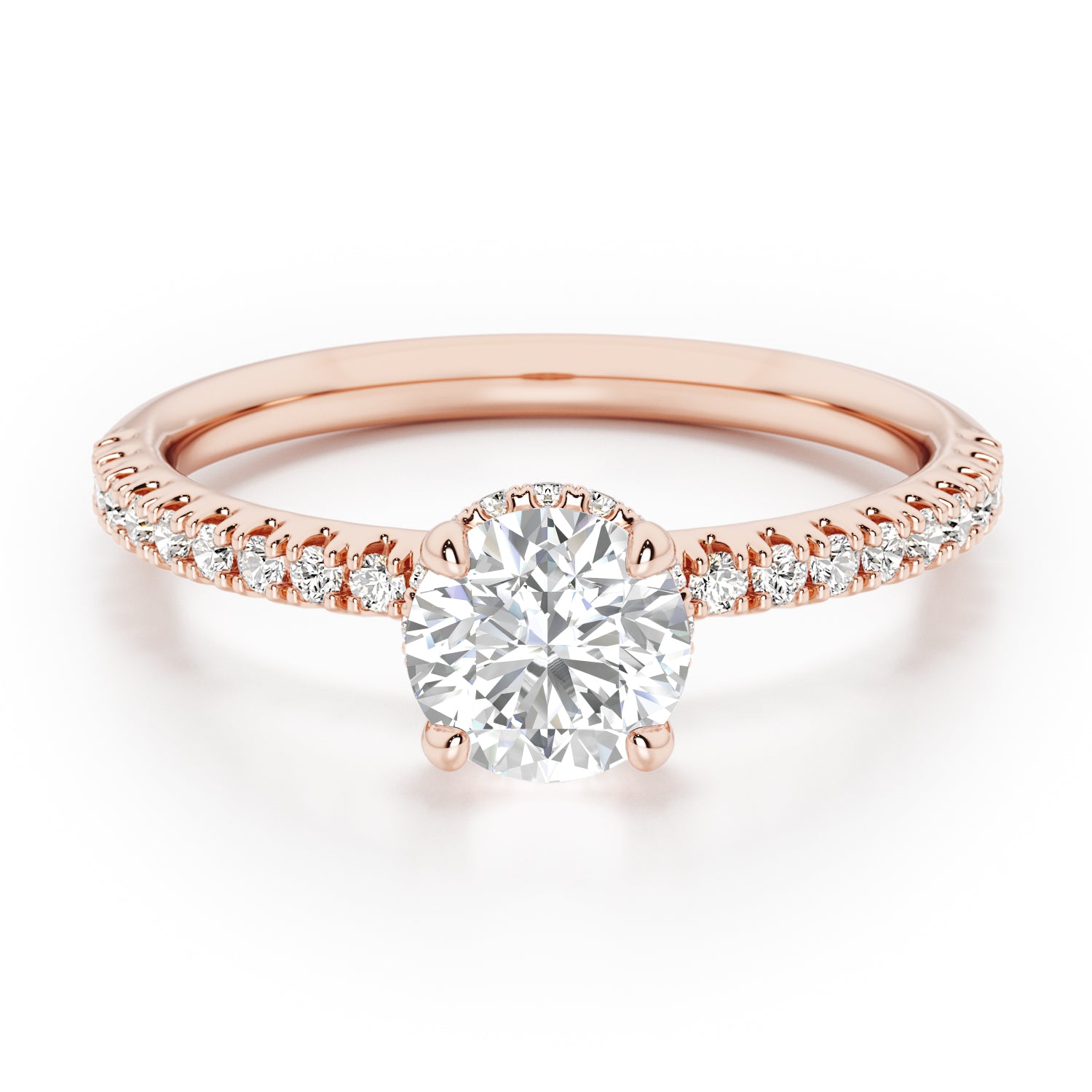 Round Brilliant Hidden Halo with Diamond Set Band