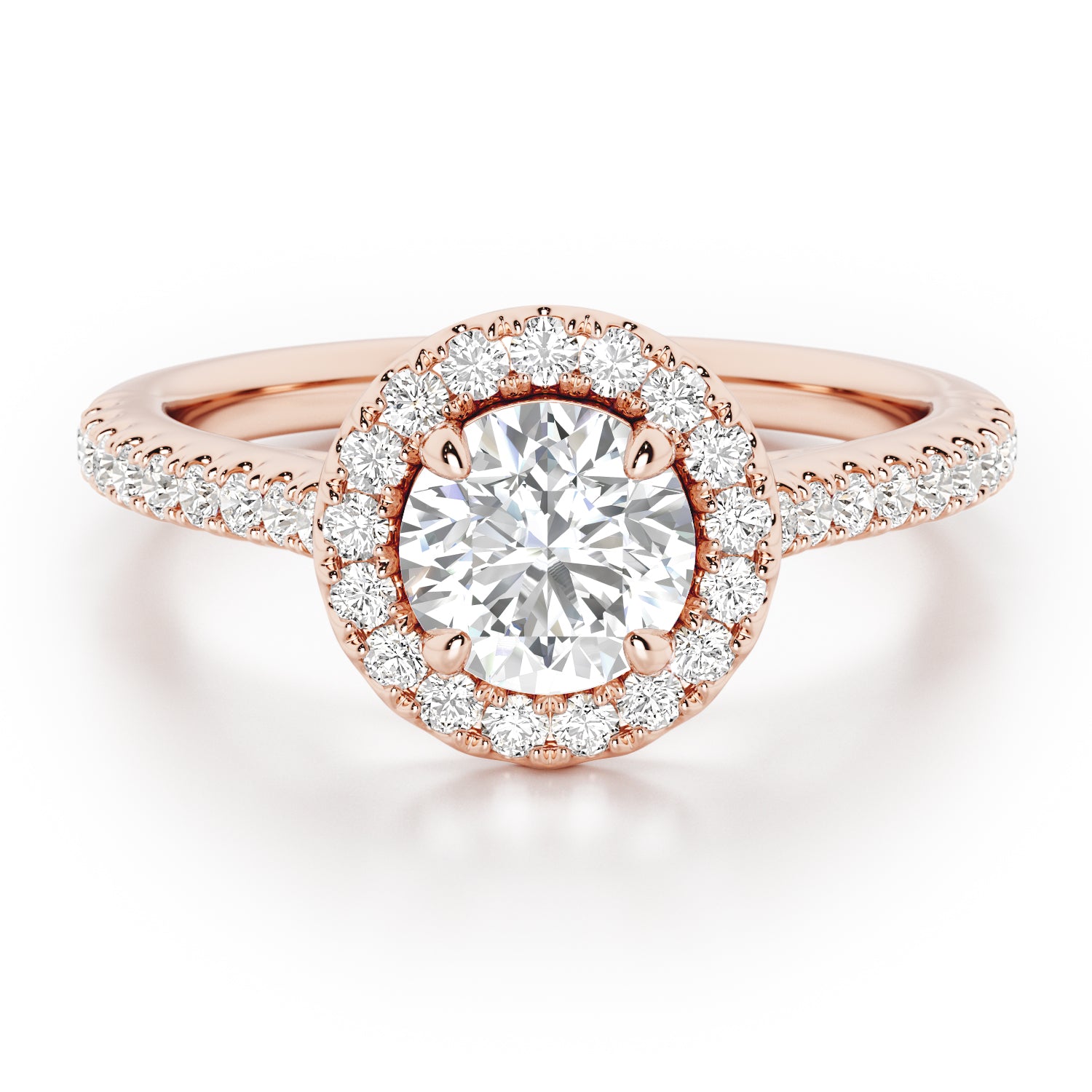 Round Brilliant Halo with Diamond Set Band