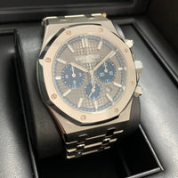 Audemars Piguet Royal Oak Chronograph 26331IP Close-up of Blue Dial and Titanium Case