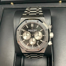 Audemars Piguet Royal Oak Chronograph 26331ST Close-up of Black Dial and Steel Bracelet